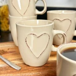 Darthome Limited Set Of 6 Cream Love Heart Espresso Cups