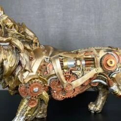Darthome Limited Gold Steampunk Lion Ornament 32x20x10cm -Decor Garden Shop IMG E0997