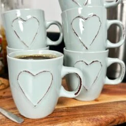 Darthome Limited Blue Heart 100ml Espresso Cups Set Of 6