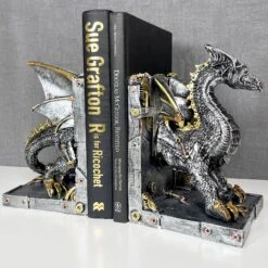 Darthome Limited Large Steampunk Dragon Bookends Set
