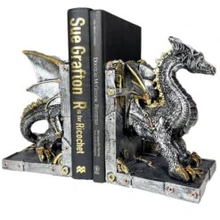 Darthome Limited Large Steampunk Dragon Bookends Set -Decor Garden Shop IMG E1045copy