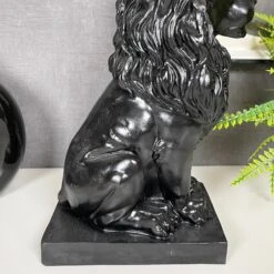 Darthome Limited Black Royal Lion With Gold Crown Statue 13x26x16cm -Decor Garden Shop IMG E1108