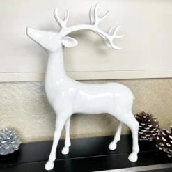 Darthome Limited Nordic Glossy White Stag Ornament 21x32cm