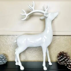 Darthome Limited Nordic Glossy White Stag Ornament 21x32cm -Decor Garden Shop IMG E1163 1