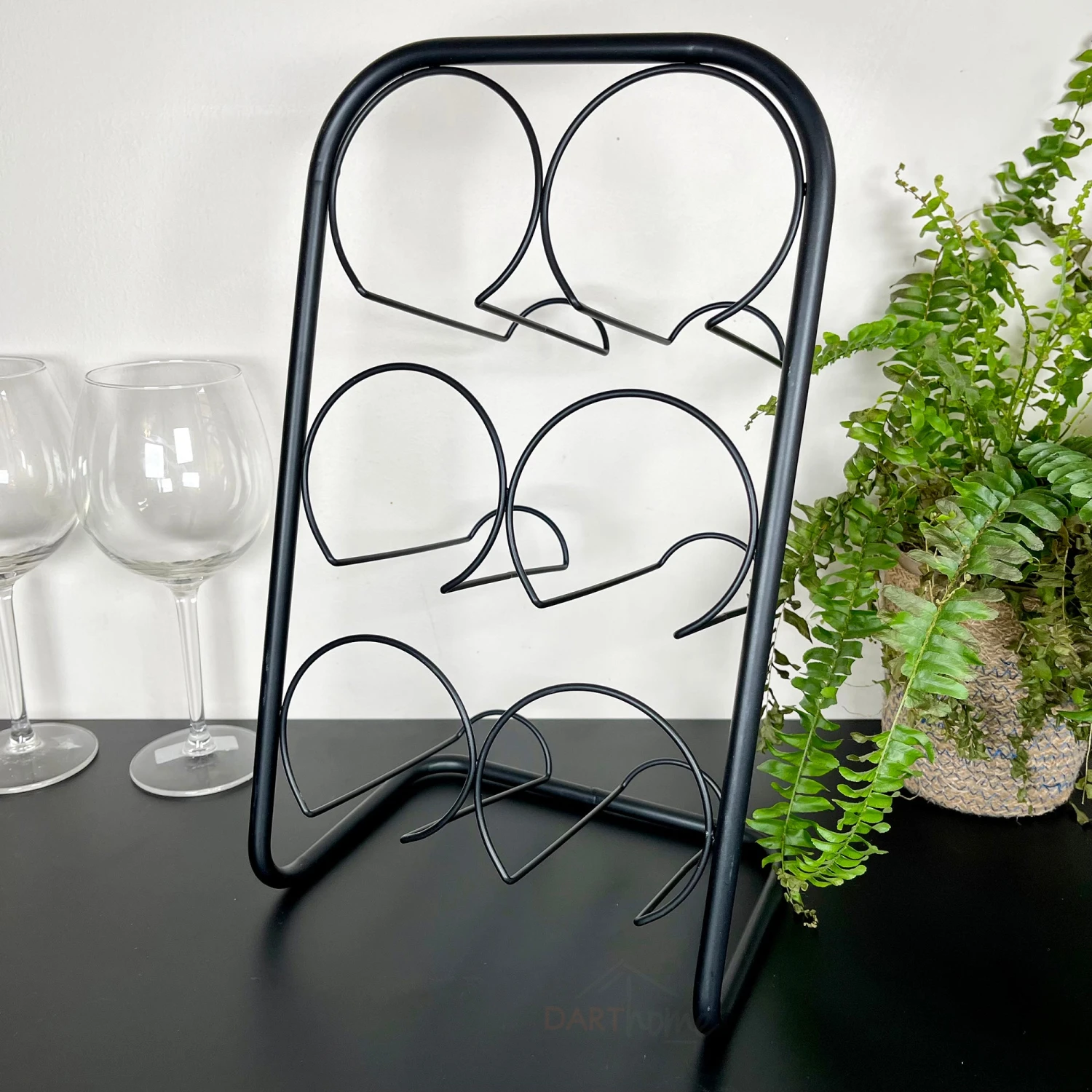 Black 6 Bottle Metal Wine Rack 2 Black 6 Bottle Metal Wine Rack - Image 2