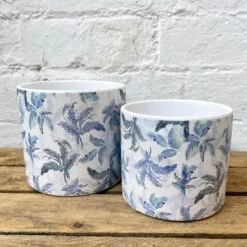 Darthome Limited Ceramic Blue Tropical Leaf Indoor Display Plant Pots