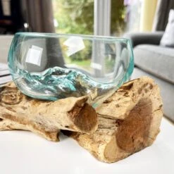 Darthome Limited Molten 12cm Fruit Bowl On Teak Root Stand 12 Darthome Limited Molten 12cm Fruit Bowl On Teak Root Stand -Decor Garden Shop IMG E1395