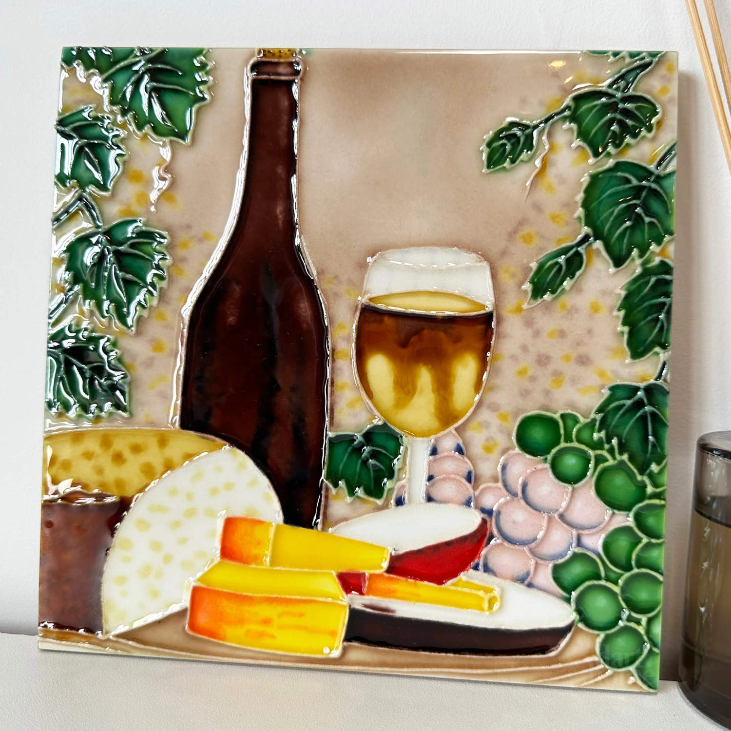 Darthome Limited Cheese And Wine Ceramic Tile Wall Art 8x8" 1 Darthome Limited Cheese And Wine Ceramic Tile Wall Art 8x8"