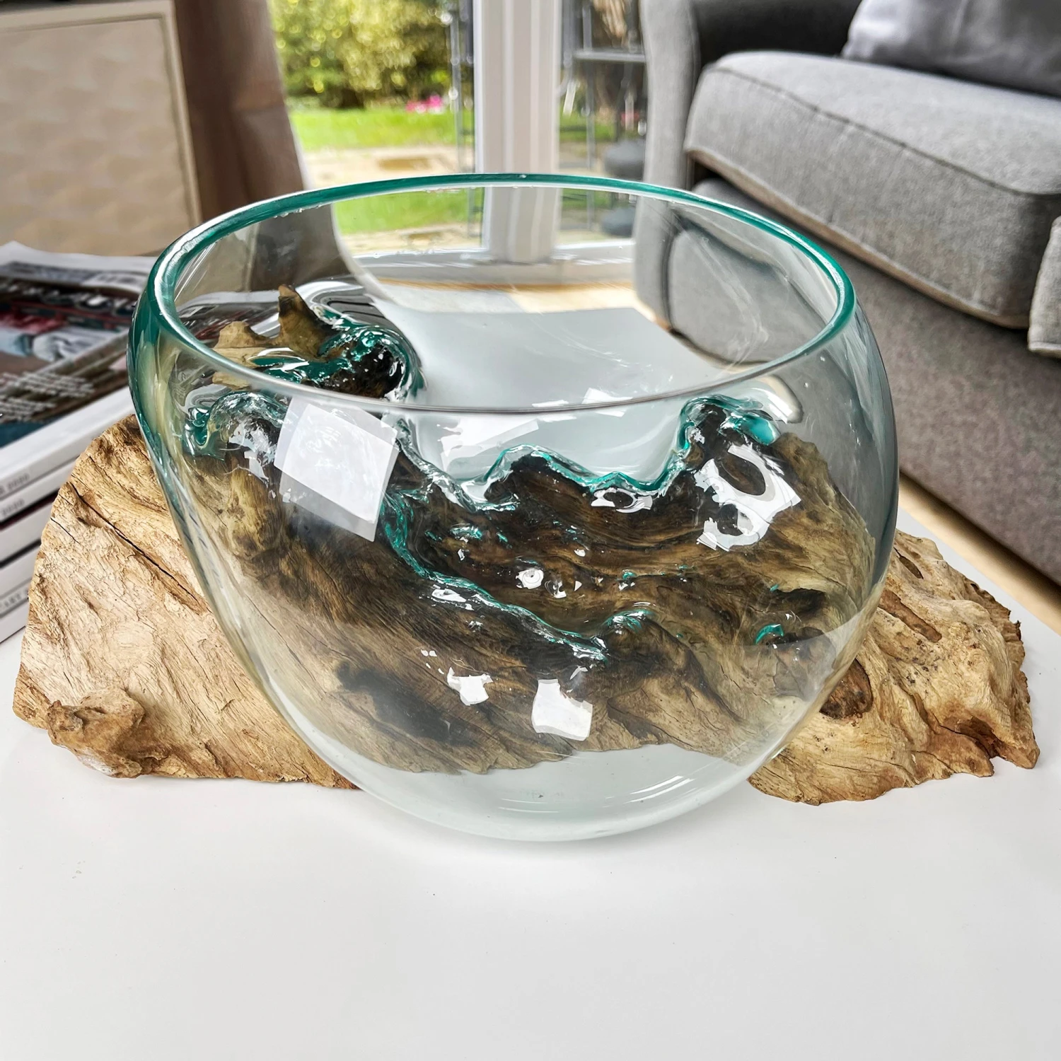 Darthome Limited Molten 20cm Fruit Bowl On Teak Root Stand 1 Darthome Limited Molten 20cm Fruit Bowl On Teak Root Stand