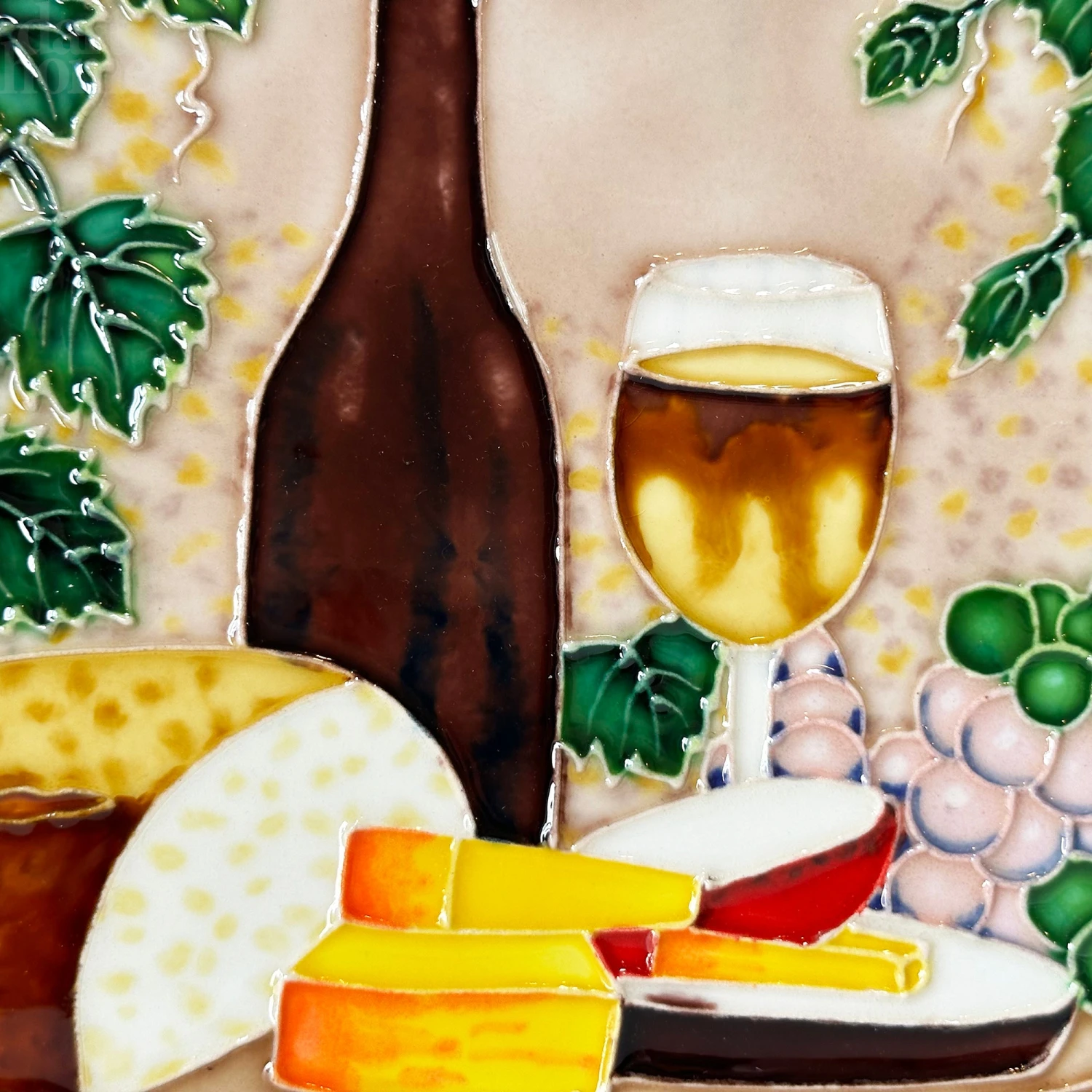 Darthome Limited Cheese And Wine Ceramic Tile Wall Art 8x8" 2 Darthome Limited Cheese And Wine Ceramic Tile Wall Art 8x8" - Image 2