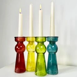Darthome Limited Set Of 4 Coloured Bubble Candlestick Holders