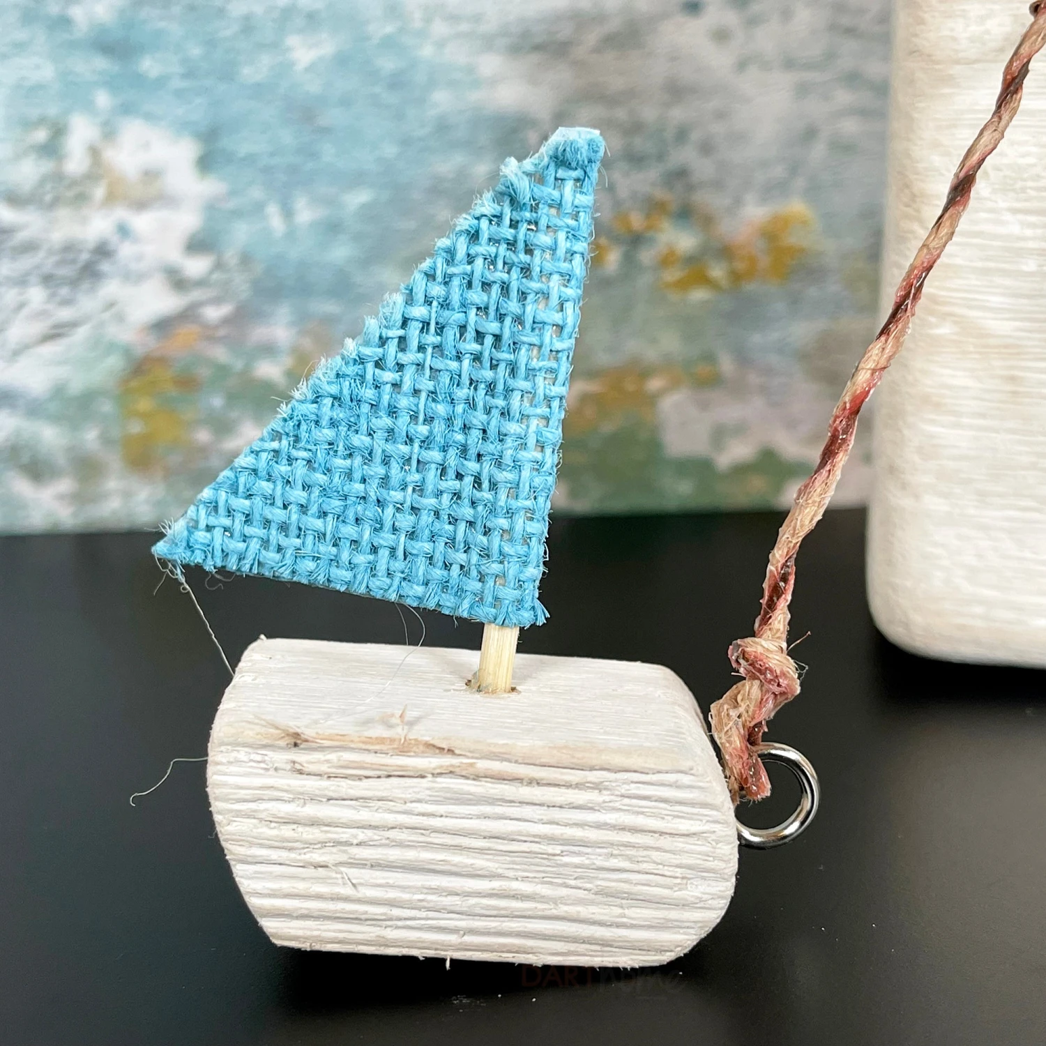 Darthome Limited Wooden Harbourside Beach House W/ Boat Ornament 2 Darthome Limited Wooden Harbourside Beach House W/ Boat Ornament - Image 2