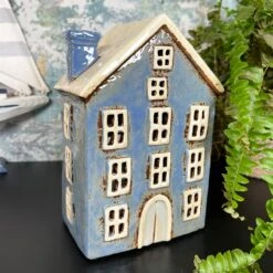 Darthome Limited Ceramic Blue House Candle Holder