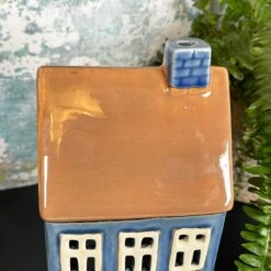 Darthome Limited Ceramic Blue Tall House Tea Light Candle Holder -Decor Garden Shop IMG E1561 edited9