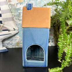 Darthome Limited Ceramic Blue Tall House Tea Light Candle Holder -Decor Garden Shop IMG E1562 edited10