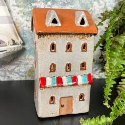 Darthome Limited Ceramic Speckled Grey House Tea Light Candle Holder