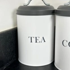 Darthome Limited White Tea Coffee Sugar Canisters With Grey Lids -Decor Garden Shop IMG E1738 1c6cc99a 7447 4bc6 bfcd 38bba0c05069