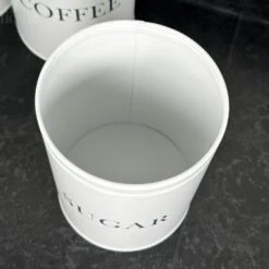 Darthome Limited White Tea Coffee Sugar Canisters With Grey Lids -Decor Garden Shop IMG E1740