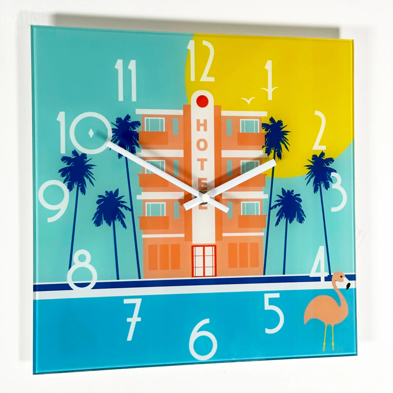 Darthome Limited South Beach Hotel Glass Wall Clock 1 Darthome Limited South Beach Hotel Glass Wall Clock