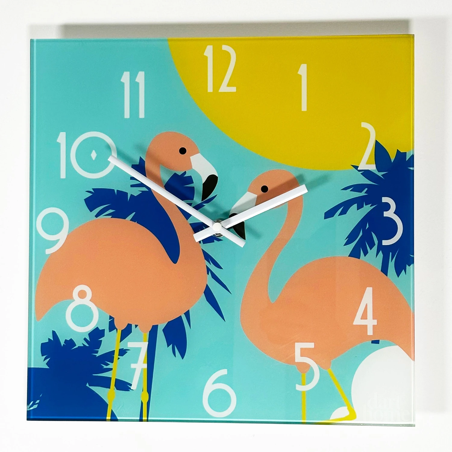Darthome Limited South Beach Flamingos Glass Wall Clock 1 Darthome Limited South Beach Flamingos Glass Wall Clock