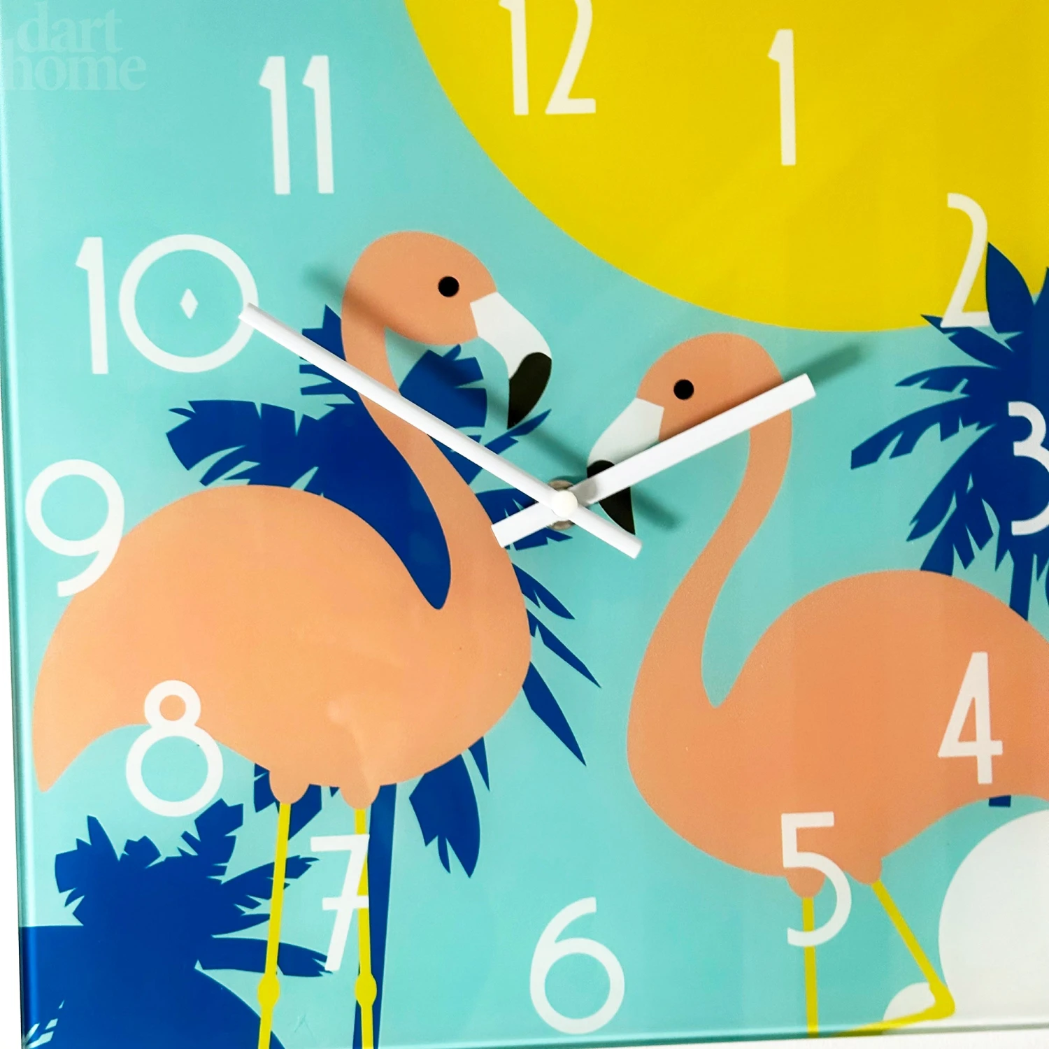 Darthome Limited South Beach Flamingos Glass Wall Clock 2 Darthome Limited South Beach Flamingos Glass Wall Clock - Image 2