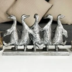 Darthome Limited Silver Five Dancing Ducks Sculpture -Decor Garden Shop IMG E1952