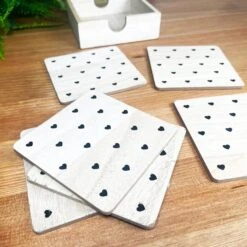 Darthome Limited Set Of 6 Natural Love Heart Coasters With Storage Box 7 Darthome Limited Set Of 6 Natural Love Heart Coasters With Storage Box -Decor Garden Shop IMG E2306