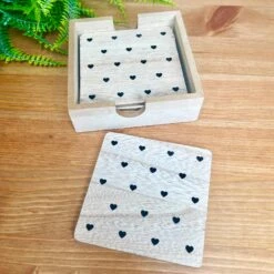 Darthome Limited Set Of 6 Natural Love Heart Coasters With Storage Box 9 Darthome Limited Set Of 6 Natural Love Heart Coasters With Storage Box -Decor Garden Shop IMG E2309