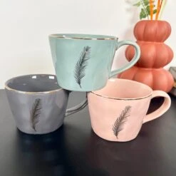 Darthome Limited 3pc Gold Feather Artisan Mug Set