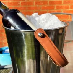 Darthome Limited Silver Champagne Bucket With Faux Leather Handle -Decor Garden Shop IMG E2410 fa092849 d5f1 4a7b 95e6 af044a4d64b8