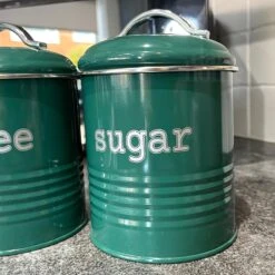 Darthome Limited Green Ridged Tea Coffee Sugar Canisters -Decor Garden Shop IMG E2622