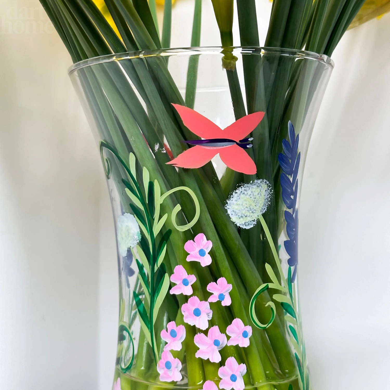 Darthome Limited Hand Painted Glass Botanical Butterflies Vase 3 Darthome Limited Hand Painted Glass Botanical Butterflies Vase - Image 3