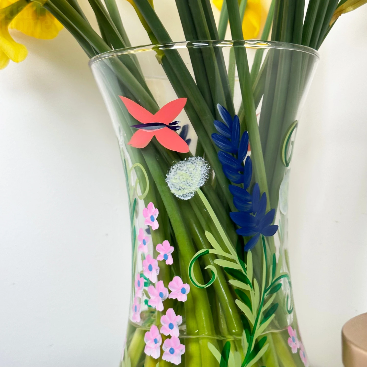 Darthome Limited Hand Painted Glass Botanical Butterflies Vase 4 Darthome Limited Hand Painted Glass Botanical Butterflies Vase - Image 4
