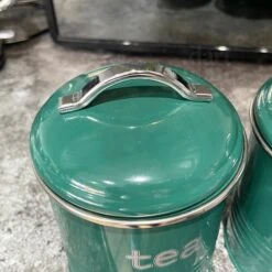 Darthome Limited Green Ridged Tea Coffee Sugar Canisters -Decor Garden Shop IMG E2624