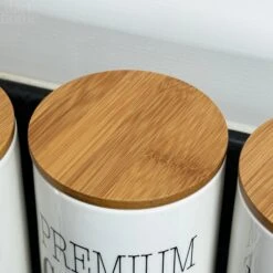 Darthome Limited Cream Ceramic Tea Coffee Sugar Canisters 20 Darthome Limited Cream Ceramic Tea Coffee Sugar Canisters -Decor Garden Shop IMG E2789