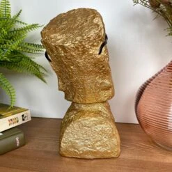 Darthome Limited Gold Cool Easter Island Head Ornament -Decor Garden Shop IMG E2941
