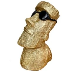 Darthome Limited Gold Cool Easter Island Head Ornament -Decor Garden Shop IMG E2942copy