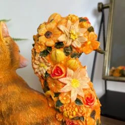 Darthome Limited Autumn Flower Fox Ornament -Decor Garden Shop IMG E2950