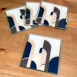 Darthome Limited Glass Art Deco Coasters Set Of 4
