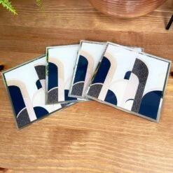 Darthome Limited Glass Art Deco Coasters Set Of 4 14 Darthome Limited Glass Art Deco Coasters Set Of 4 -Decor Garden Shop IMG E3018