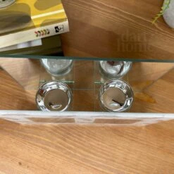 Darthome Limited Glass Glitter Feather Double Tealight Holder -Decor Garden Shop IMG E3033