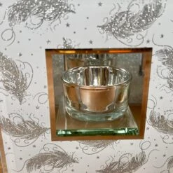 Darthome Limited Glass Glitter Feather Double Tealight Holder -Decor Garden Shop IMG E3038