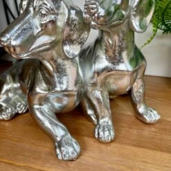 Darthome Limited Chrome Silver Twin Dachshund Ornament -Decor Garden Shop IMG E3112
