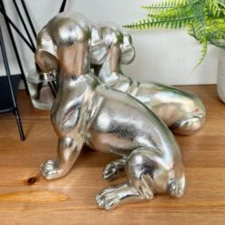 Darthome Limited Chrome Silver Twin Dachshund Ornament -Decor Garden Shop IMG E3114
