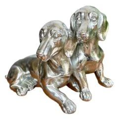 Darthome Limited Chrome Silver Twin Dachshund Ornament -Decor Garden Shop IMG E3115copy