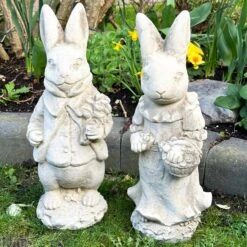 Darthome Limited Stone Mr And Mrs Rabbit Garden Statues