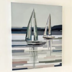Darthome Limited Blue Abstract Boat Canvas