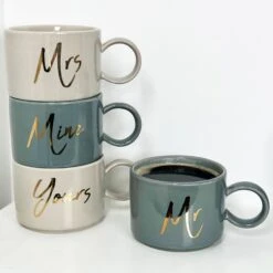 Darthome Limited Set Of 4 Mr And Mrs Stacking Mugs 200ml