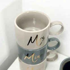 Darthome Limited Set Of 4 Mr And Mrs Stacking Mugs 200ml -Decor Garden Shop IMG E3747