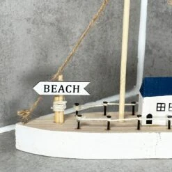 Darthome Limited Wooden Blue Boat Houses Ornament -Decor Garden Shop IMG E3846